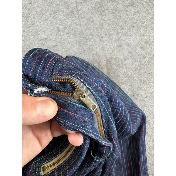 Vintage Vagabond Pants Womens Size 27 Blue Pinstriped Ankle Zipper Trousers - Picture 7 of 8